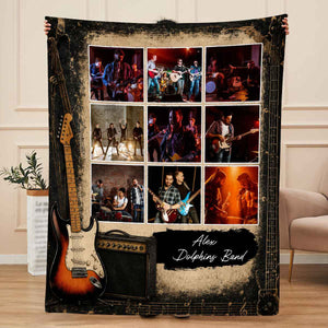 Custom Rock Band Photo Collage Blanket – Personalized Gift For Guitarists & Music Lovers