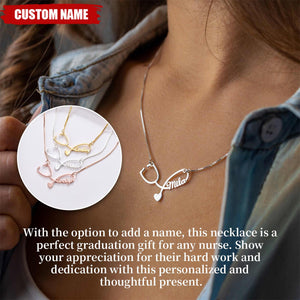 Personalized Nurse Stethoscope Necklace With Name - Ideal Graduation Gift For Medical Professionals