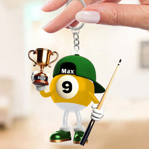 Custom Name Billiard Keychain, Billiard Lover Gift