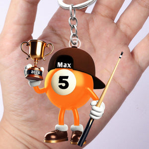 Custom Name Billiard Keychain, Billiard Lover Gift