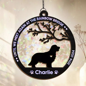 Until We Meet Again At The Rainbow Bridge - Memorial Personalized Window Hanging Suncatcher Gift For Pet Lovers