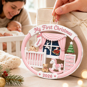 Personalized Baby's 1st Christmas 2026 Ornament โ Light Pink & Blue Design | Newborn Keepsake For New Parents