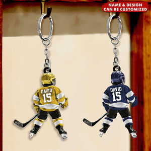 Personalized Kid Hockey Players Keychain For Hockey Lover