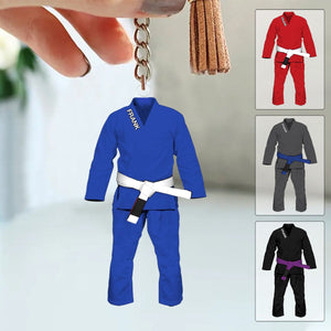 Jiu Jitsu Uniform Custom Name Keychain - Gift For Jiu Jitsu Lovers