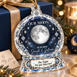 "Our Moon Couple" Custom Moon Phase By Date – Personalized Acrylic Ornament | Christmas Keepsake For Him & Her