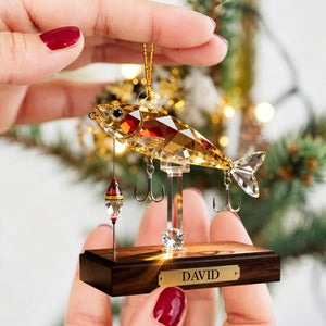 Personalized Stained Glass Fishing Gear Themed Ornament