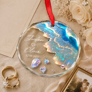 Personalized "Ocean Wave" Glass Ornament โ Mermaid Tail Keepsake For Engagement & Wedding Gift