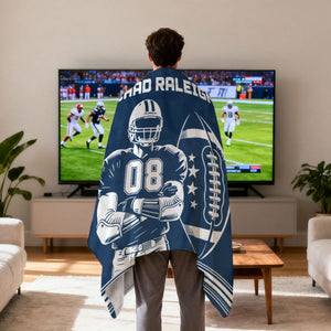 Personalized Football Player Blanket Gifts for Football Lovers, Coaches,Fans, Men