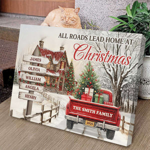 "All Roads Lead Home at Christmas" Canvas Poster - Personalize Names & Year
