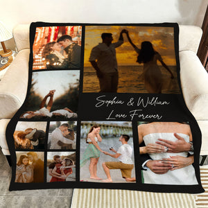 I Love You - Personalized Custom Photos & Text Couple Blanket