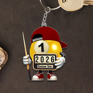 Custom Name and Year Billiard Keychain, Billiard Lover Gift