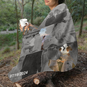 Met - Engaged - Married - Custom Photo Collage Blanket Personalized Couple Anniversary Wedding Gift