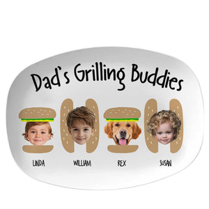 Custom Photo Daddy's Grilling Buddies Burger Hot Dog Platter