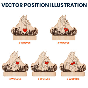 Wooden Wolf Family With Names - Personalized Wooden Puzzle Gift For Family Members