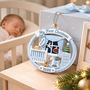 Personalized Baby's 1st Christmas 2026 Ornament โ Light Pink & Blue Design | Newborn Keepsake For New Parents