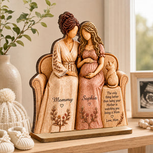 "Watching You Be A Mom, My Daughter" โ Personalized Wooden Plaque | Gift For New Mom & Daughter