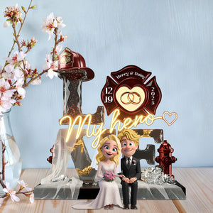 Firefighter Wedding Couple - Personalized Acrylic Plaque Gifts For Husband, Wife