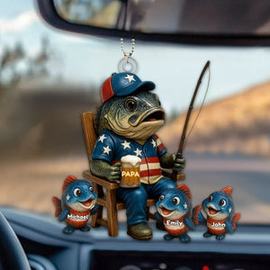 Personalized Hooked On Being Papa Fishing Dad Acrylic Ornament