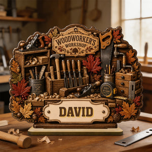 Woodworker's Workshop Personalized Wooden Plaque,Gift for Man