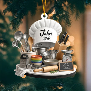 Personalized Kitchen Christmas Ornament | Chef Gift & Cooking Stove Decor