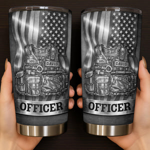 Officer Tactical Vest, Personalized Stainless Steel Tumbler, Gift For Police Lovers