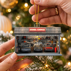Personalized Auto Garage Acrylic Ornament โ Custom Mechanic Gift & Repair Shop Decor