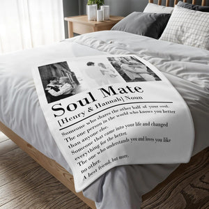 Soul Mate Definition - Personalized Couple Blanket - Valentines Couple Gift, Couple Anniversary Gift