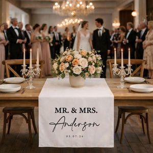 Wedding Table Runner, Personalized Last Name Sign, Custom Wedding Banner, Sweetheart Table Decor, Wedding Reception Gift
