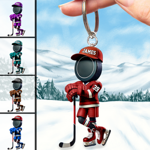 Personalized Name Cool Ice Hockey Acrylic Keychain