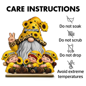 Grandma & Grandkids Sunflower - Personalized Wooden Plaque - Sentimental Gift for Grandma