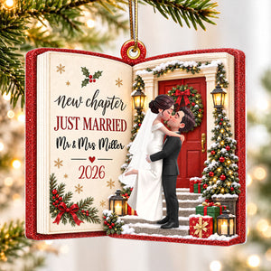 "Just Married โ New Chapter, New Memories" โ Personalized Acrylic Ornament | Christmas Tree Keepsake For Couples