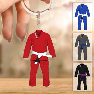 Jiu Jitsu Uniform Custom Name Keychain - Gift For Jiu Jitsu Lovers
