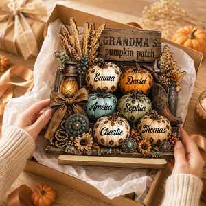 Personalized "Western Leopard Pumpkin Patch" Wooden Plaque โ Fall Halloween Decor For Grandma
