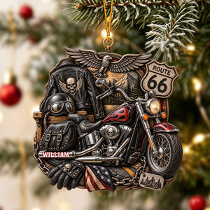 Personalized Route 66 Motorcycle Ornament Custom Christmas Gift For Bikers