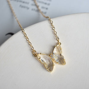Crystal Butterfly Charm Necklace
