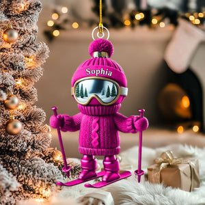 Custom Name Skiing Ornament Personalized Acrylic Ornament Christmas Gift for Skiing Lover