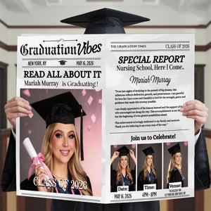 Graduation Announcement 2026 Graduation Party Invitation, Personalized Printed Graduation Newspaper