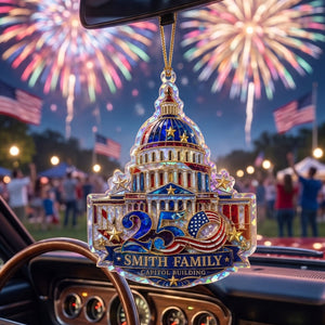 Personalized Capitol Building Acrylic Ornament โ America 250th Hologram Patriotic Keepsake