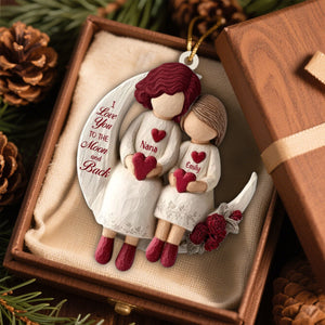 Grandma Grandpa And Grandchild Moon Love Personalized Ornament