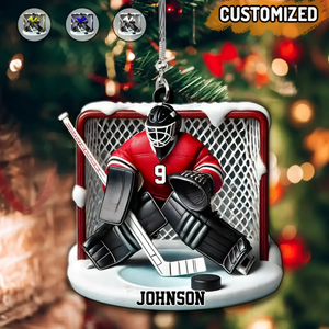 Perfect Gift For Hockey Goalie, Hockey Lovers Personalized Hockey Goal Keeper Shaped Ornament