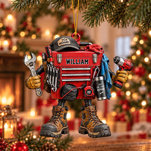 Personalized Mechanic Toolbox Christmas Ornament Gift For Mechanic, Racer