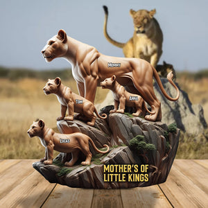 Personalized Lion Mom And Kids Shape Acrylic Block Plaque, Mother's Day Gift For Mom