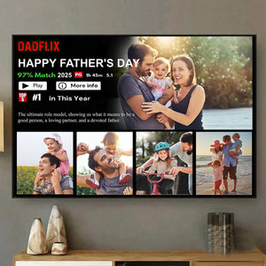 Dadflix Personalized Movie Landscape Canvas Poster,  Father's Day Gift for Dad Movie Poster