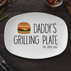 Daddy's Grilling Plate - Personalized Platter, Happy Father's Day Gift BBQ Lover Gift For Dadgrill Master Daddy Birthday Gift