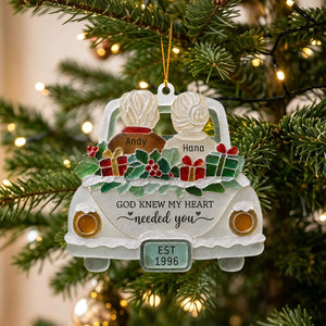 "God Knew My Heart Needed You" โ Personalized Acrylic Hanging Ornament | Gift For Couples