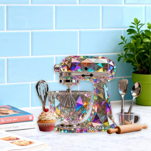 Dough Mixer Machine Custom Name Stained Glass Effect Acrylic Plaque, Gifts For Baking Lovers