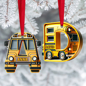 Cute Bus Alphabet Personalized Christmas Acrylic Ornament