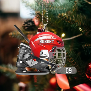 Personalized Hockey Helmet Shaped Ornament – Gift For Hockey Lovers