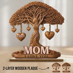 Personalized 2-Layered Wooden Plaque โ "Love That Branches Forever" โ Mother's Day Gift For Mom & Grandma