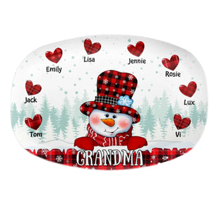 Christmas Snowman Personalized Platter - Christmas Gift For Family